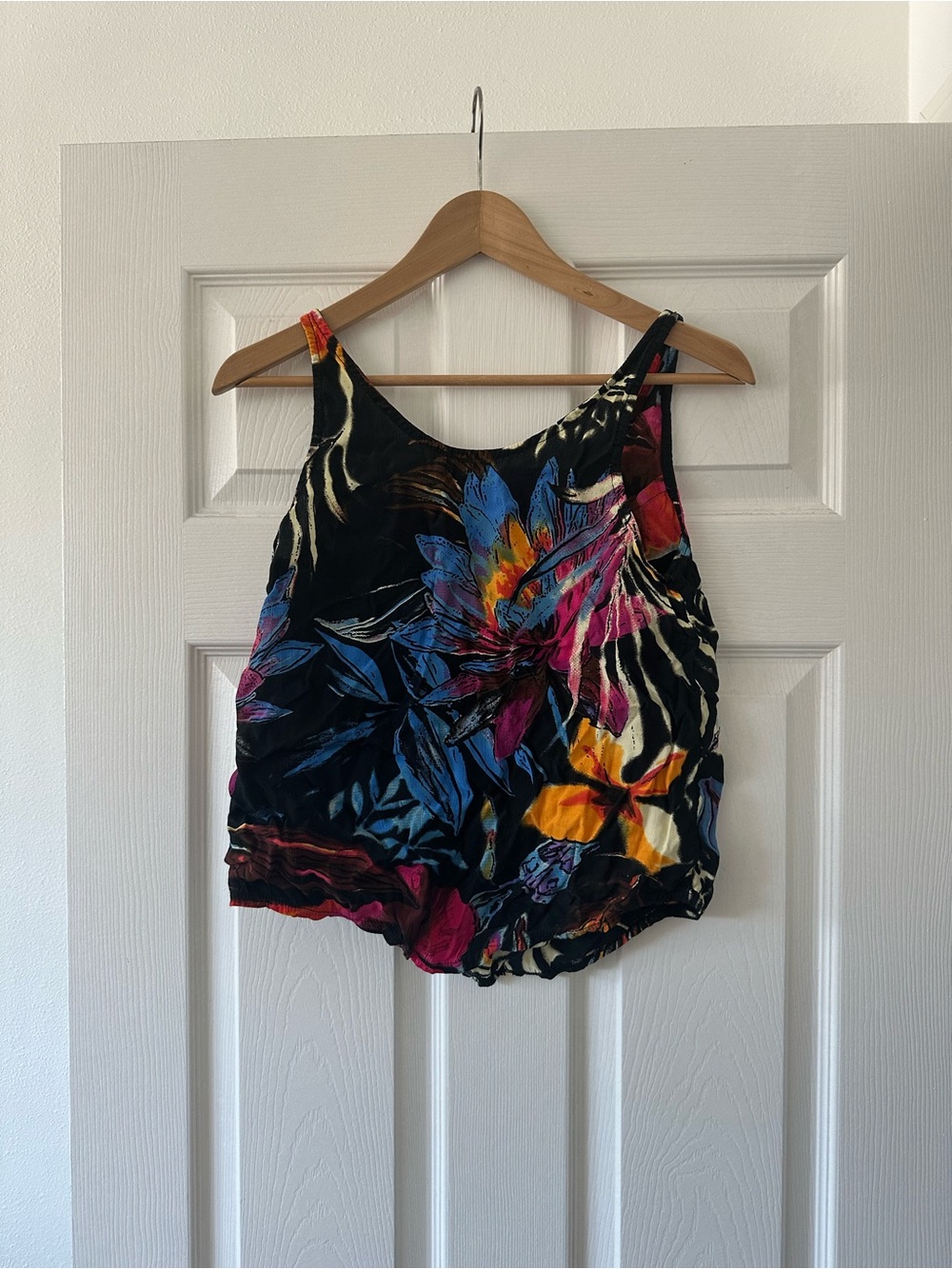 ASOS Black Floral Scoop Neck Cami with Multicolor Blooms